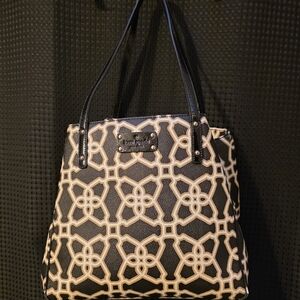 Kate Spade Black and Cream Geometric Shoulder Bag